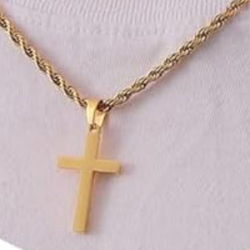 Cross Necklace with Chain: GOLD NWOT